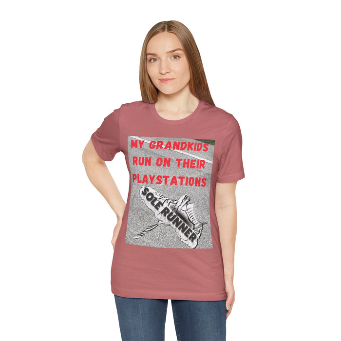 My Grandkids Run On Their Playstations: Unisex Jersey Short Sleeve Tee