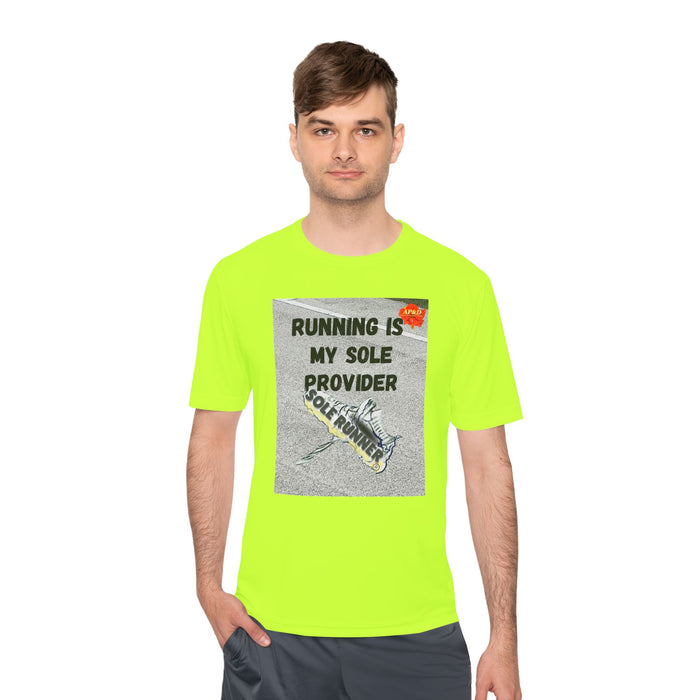 Running Is My Sole Provider-Whimsical Moisture Wicking Unisex T-Shirt For Runners