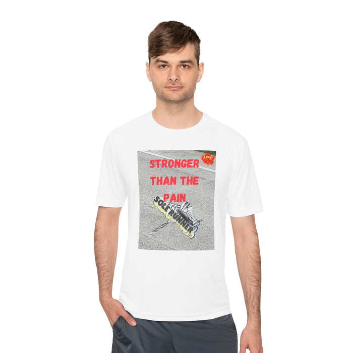 Stronger Than The Pain- Whimsical Moisture Wicking Unisex T-Shirt For Runners
