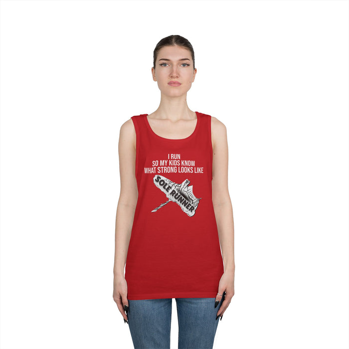 I Run So My Kids Know What Strong Looks Like: Unisex Heavy Cotton Tank Top
