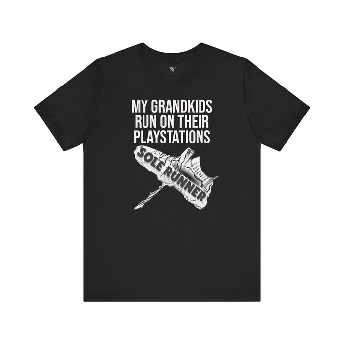 My Grandkids Run On Their PlayStations: Unisex Jersey Short Sleeve Tee