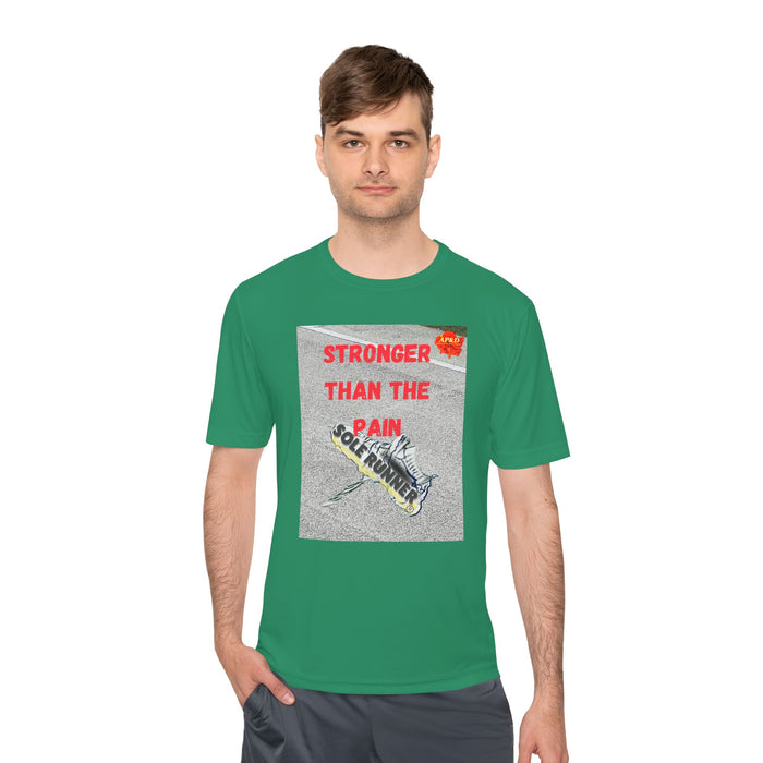 Stronger Than The Pain- Whimsical Moisture Wicking Unisex T-Shirt For Runners