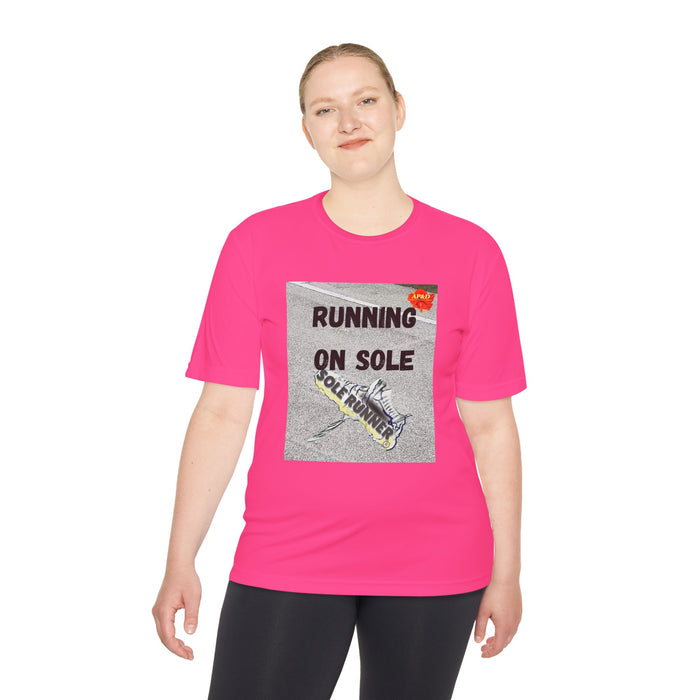 Running On Sole-Whimsical Moisture Wicking Unisex T-Shirt.