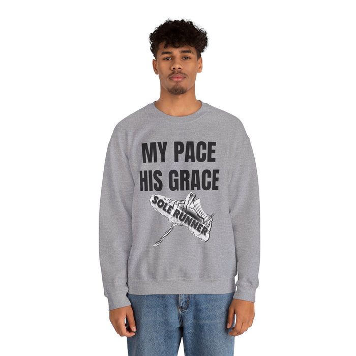 MY PACE. HIS GRACE: Unisex Heavy Blend™ Crewneck Sweatshirt