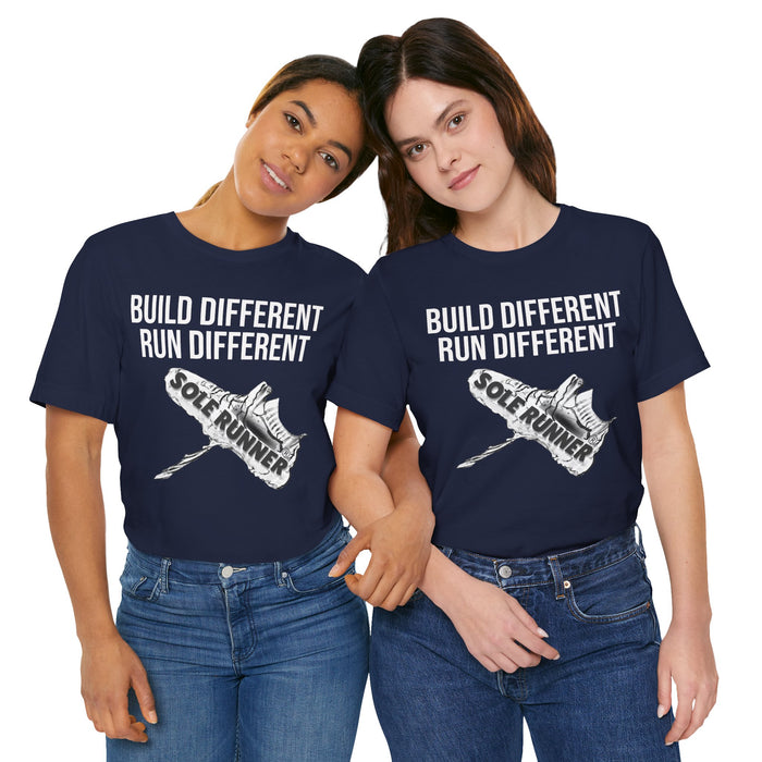 Built Different. Runs Different: Unisex Jersey Short Sleeve Tee