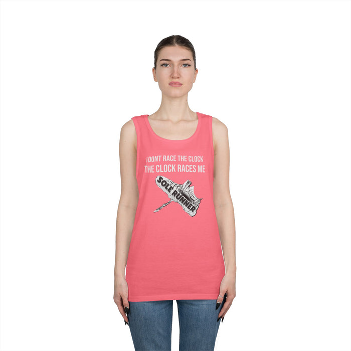 I Don't Race The Clock. The Clock Races Me: Unisex Heavy Cotton Tank Top