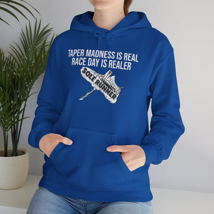 Taper Madness Is Real, Race Day Is Realer: Unisex Heavy Blend™ Hooded Sweatshirt