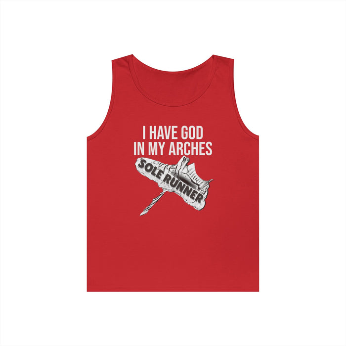 I Have God In My Arches: Unisex Heavy Cotton Tank Top