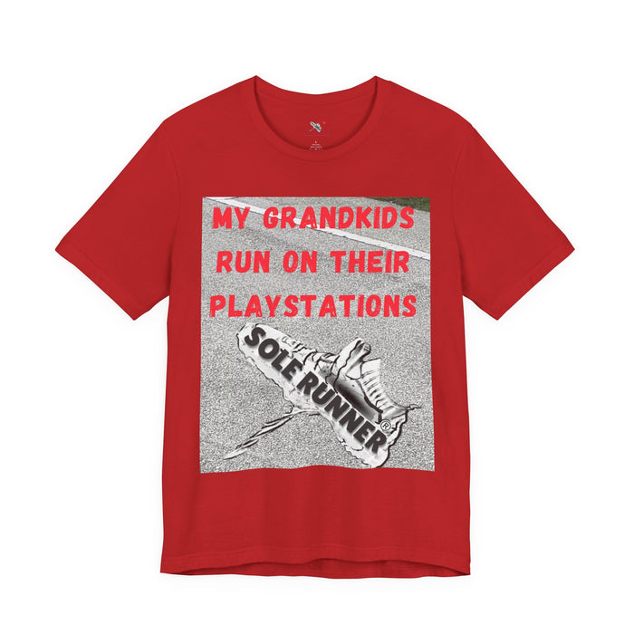 My Grandkids Run On Their Playstations: Unisex Jersey Short Sleeve Tee