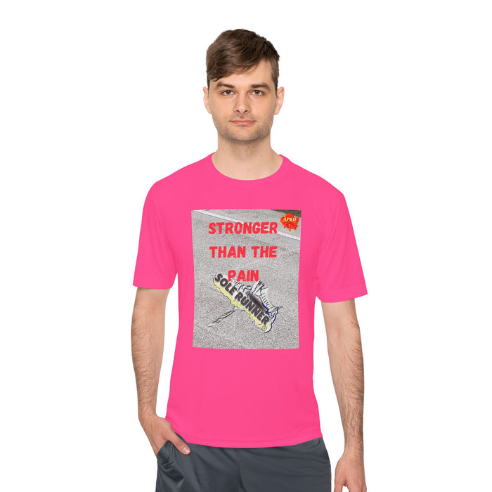 Stronger Than The Pain- Whimsical Moisture Wicking Unisex T-Shirt For Runners