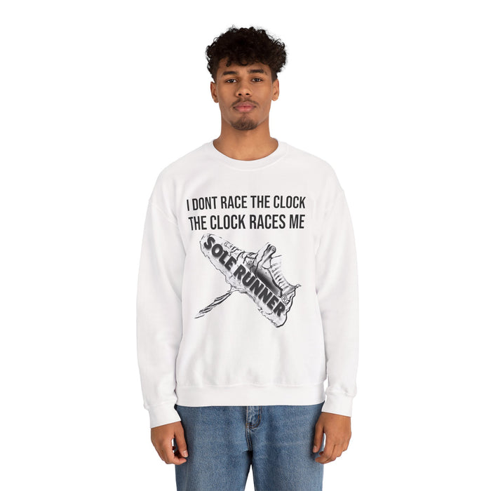 I Don't Race The Clock. The Clock Races Me: Unisex Heavy Blend™ Crewneck Sweatshirt