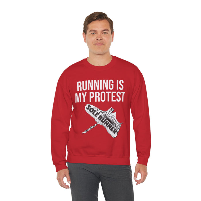 Running Is My Protest: Unisex Heavy Blend™ Crewneck Sweatshirt