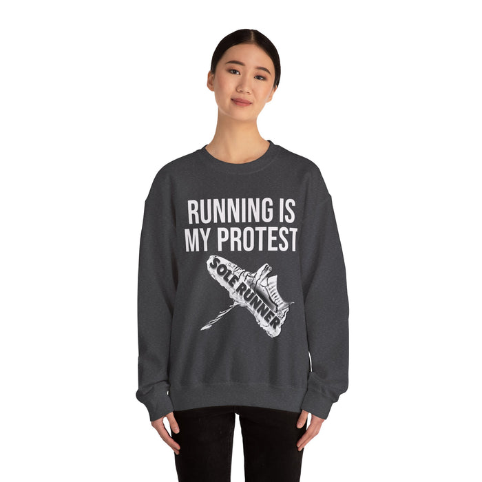 Running Is My Protest: Unisex Heavy Blend™ Crewneck Sweatshirt