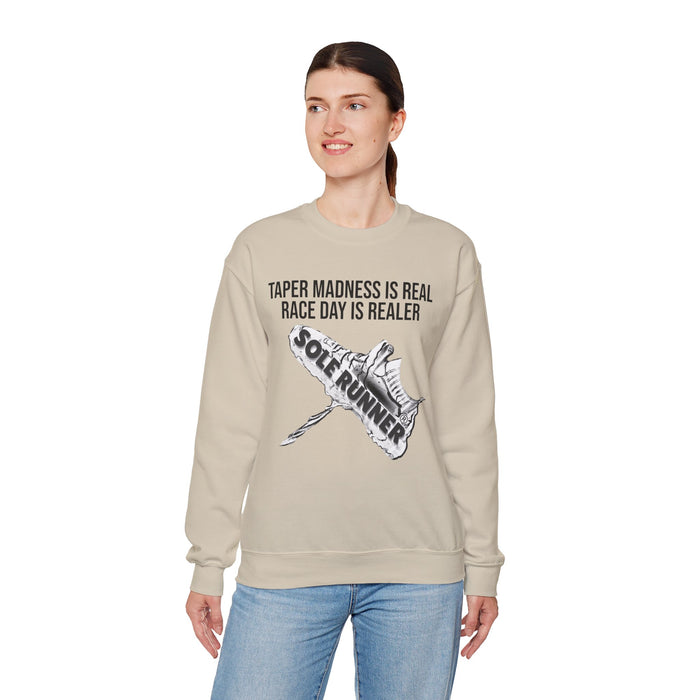 Taper Madness Is Real, Race Day Is Realer: Unisex Heavy Blend™ Crewneck Sweatshirt