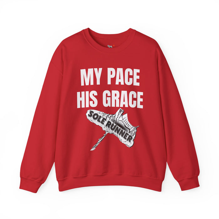 MY PACE. HIS GRACE: Unisex Heavy Blend™ Crewneck Sweatshirt