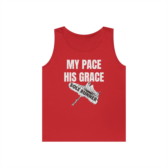 MY PACE. HIS GRACE; Unisex Heavy Cotton Tank Top